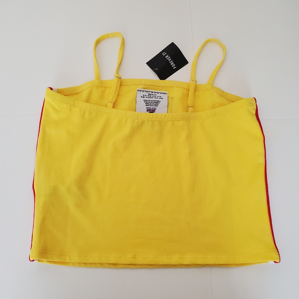 Forever 21 USPS Edition Priority Mail Yellow Crop Top Tank Strappy Women Sz M - Picture 7 of 8